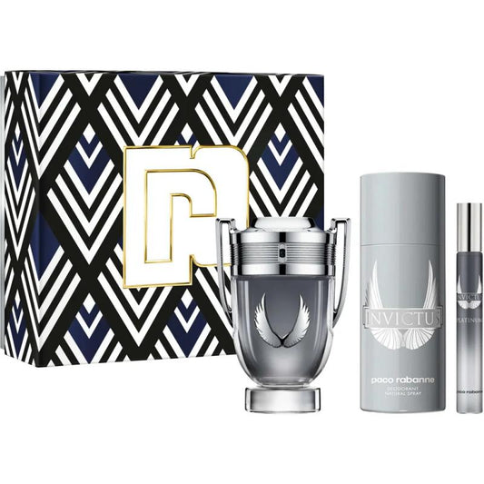 Paco Rabanne Invictus Platinun M EDP 100Ml+Deo 150ml+10ml 3Pcs Set