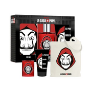 Air-Val La Casa De Papel ماء تواليت 100 مل + جل استحمام 150 مل + طقم حقيبة قماشية