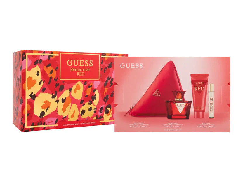 Guess Seductive Red For Women Eau de Toilette 75 مل طقم من 3 قطع مع حقيبة