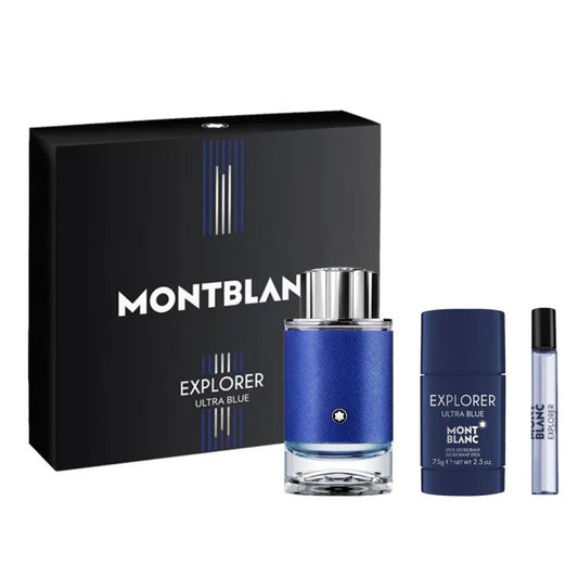 Mont Blanc Explorer Ultra Blue Eau de Parfum  (100ml+7.5ML+Ds) 3Pcs Set
