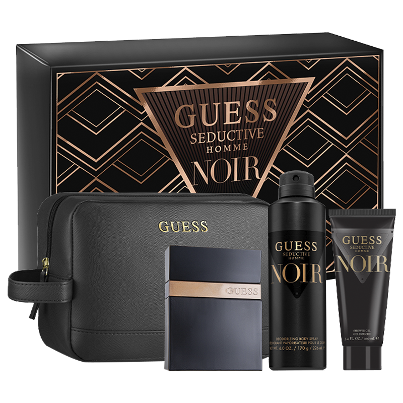 Buy Perfumes for Men in UAE-Best Long-Lasting Fragrances Guess Seductive Homme Noir EDT 100ml 3Pcs Bag Set at Al Hajis Perfumes UAE