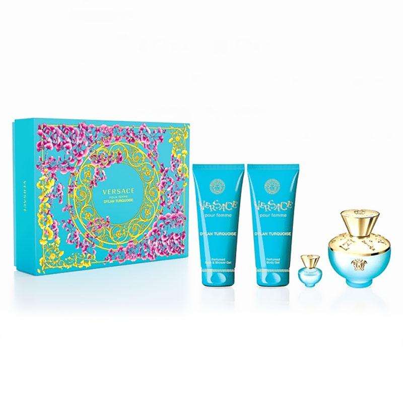 Versace Pour Femme Dylan Turquoise Edt 100Ml 4Pcs Set